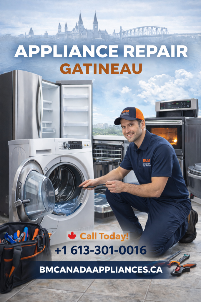 appliance repair gatineau washer repair technician diagnosing washing machine