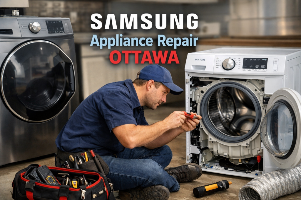 samsung appliance repair ottawa technician diagnosing samsung washer and dryer
